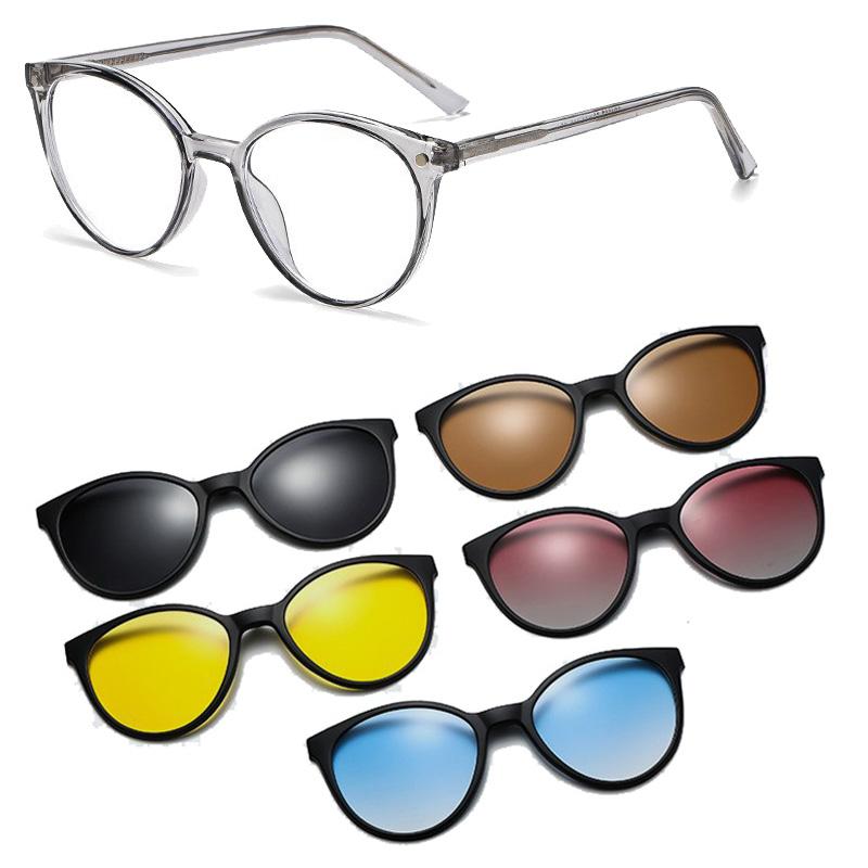TR90 Magnetic Sleeve Glasses Retro Plug-In Polarized Sunglasses Men s And women s Clip Sunglasses Myopia Glasses Frame 6 in 1