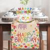 Happy Birthday Colorful Stars Linen Table Runner Party Decor Reusable Kitchen Dining Table Runner for Home Party Birthday Gifts