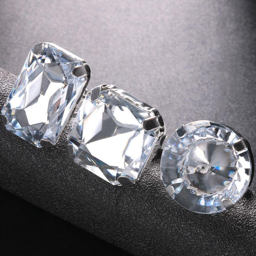 7PCS Rhinestone Crystal Square Rhinestone Ring Large Size Large Crystal Ring