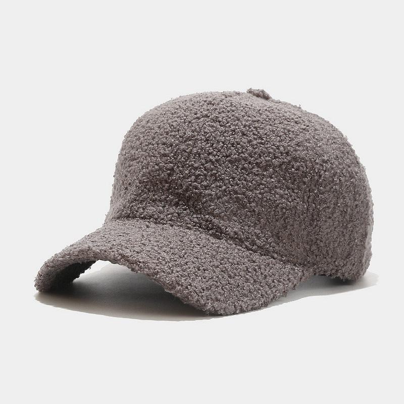 Autumn and Winter Men's and Women's Caps Thickened Warm Lamb Wool Caps Solid Color Outdoor Baseball Caps