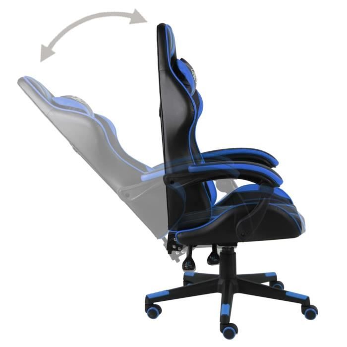 Fauteuil de jeux vidéo - vidaXL - Noir et bleu - Similicuir - Hauteur réglable - 360° pivotant