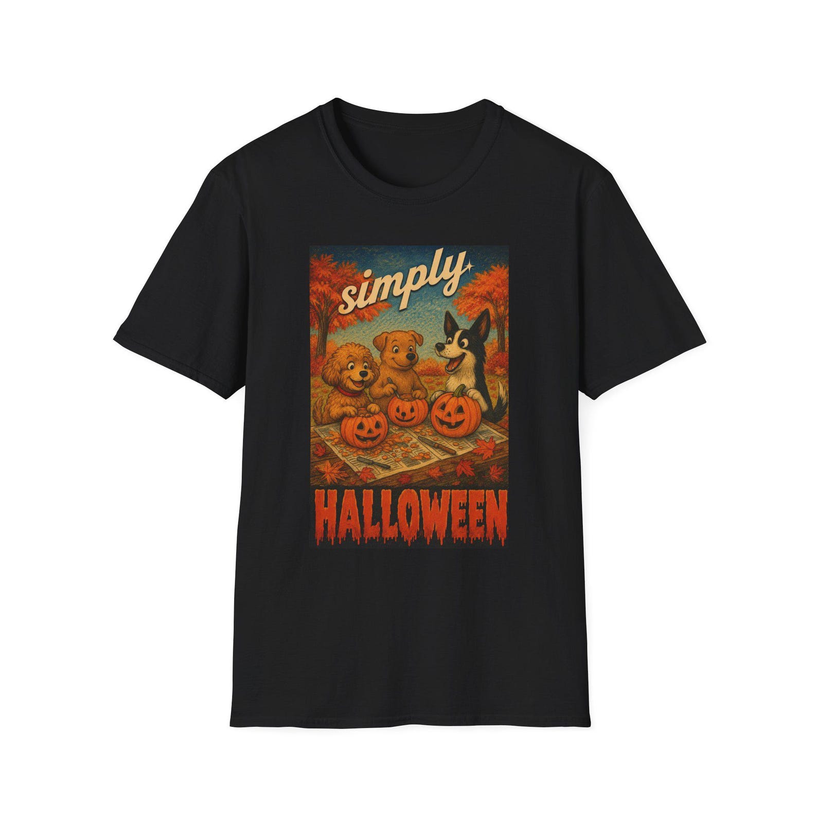 Simply Halloween dogs pumpkin T-Shirt | Vintage Pumpkin Trio 3XL