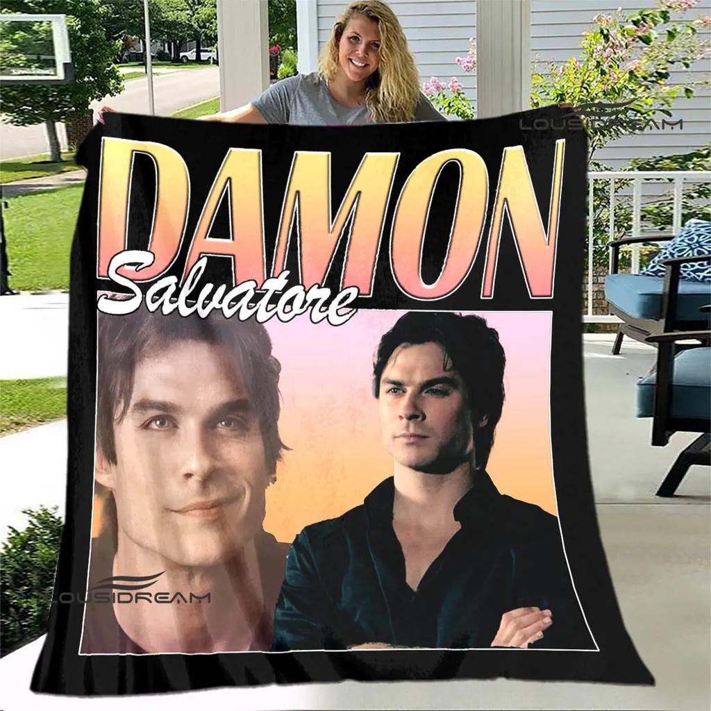 The Vampire Diaries Damon Salvatore Decken warme Flanelldecken Picknickdecke Heimreise Decke Bettwäsche Geburtstagsgeschenk