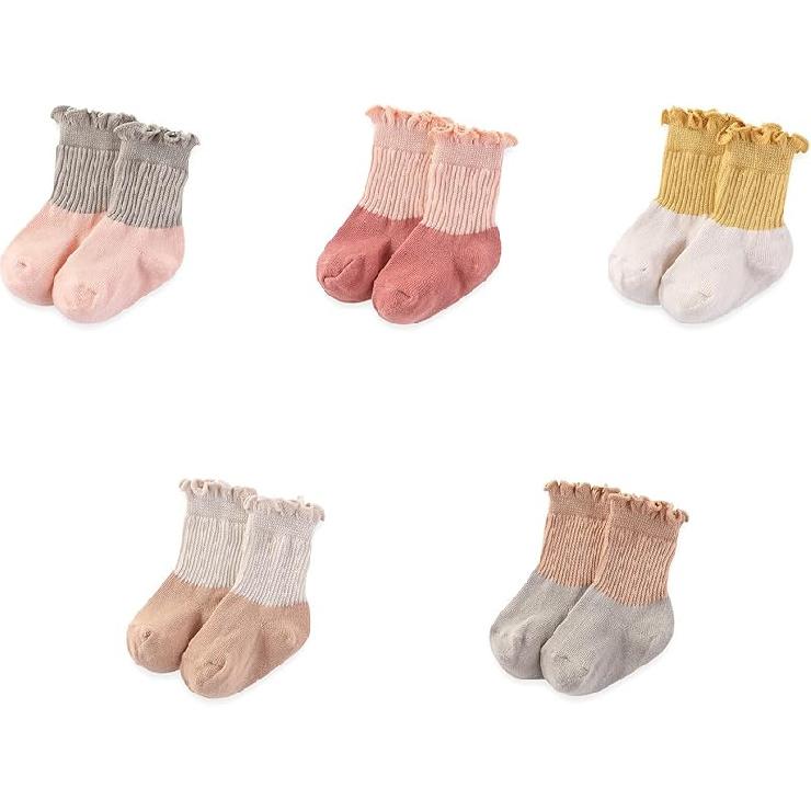 Unisex Baby Boy Girl Socks 5 Pack Ankle Crew Socks Breathable Socks Newborn Accessories Set 0-6 Months