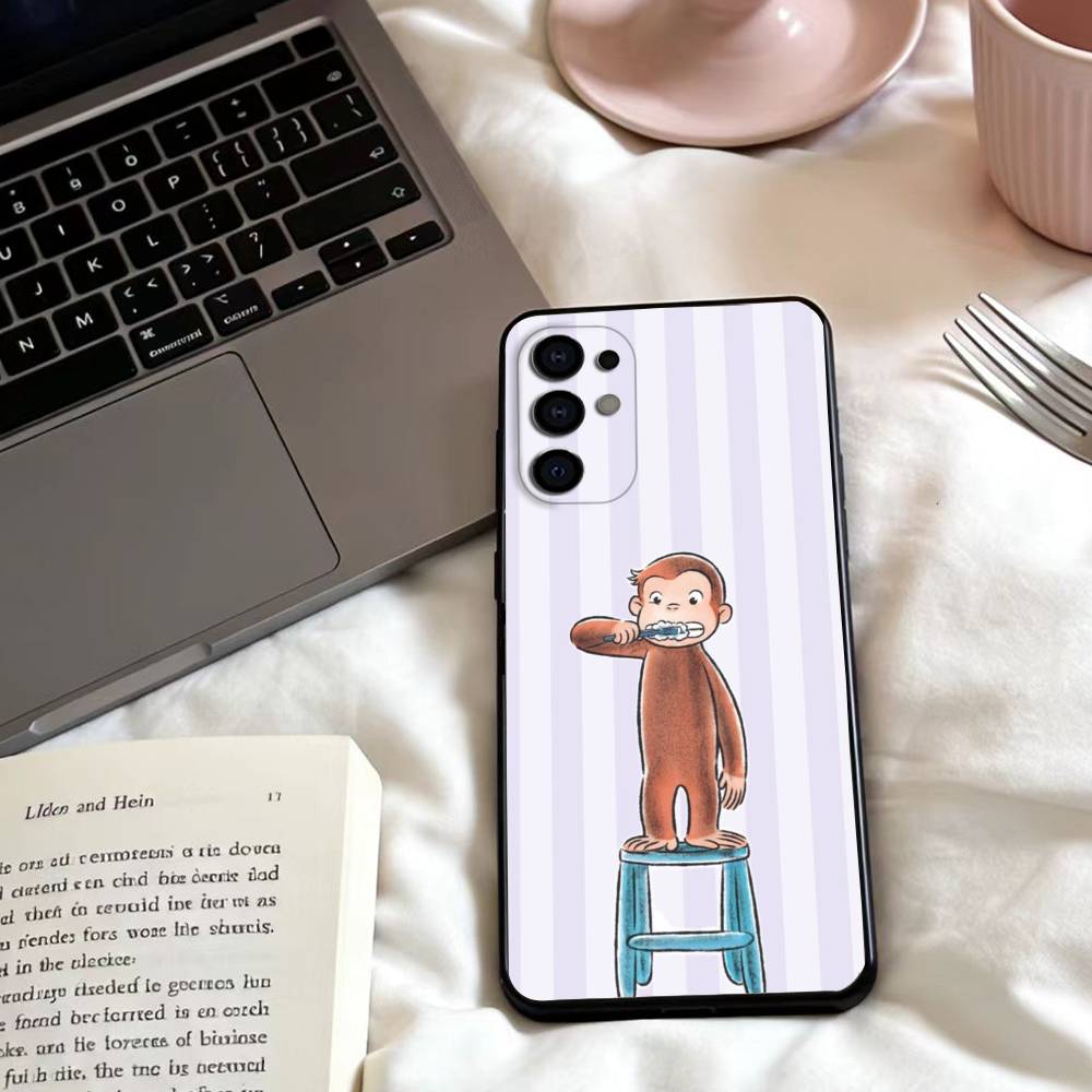 

Чехол для телефона обезьянка Любопытный Джордж для Samsung S25,24,23,22,30,21,10,9,Ultra,Plus,Lite,FE,4,5 G Мягкий черный чехол Samsung S21fe