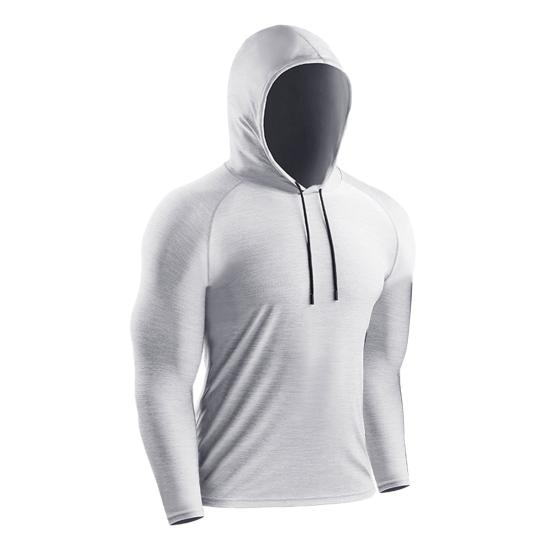 Men Summer Sports Hoodie Long Sleeve Drawstring Elastic Loose Sweat Absorption Quick Dry Soft Breathable Solid Color Basketball Sports Top