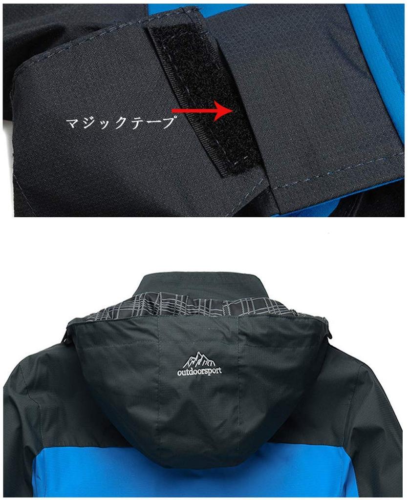 [Gopune] Men's Mountain Parka Hiking Jacket, Windproof Water-Repellent Outdoor Coat with Removable Hood, for Cycling Fishing Motorcycle, Blue 2XL