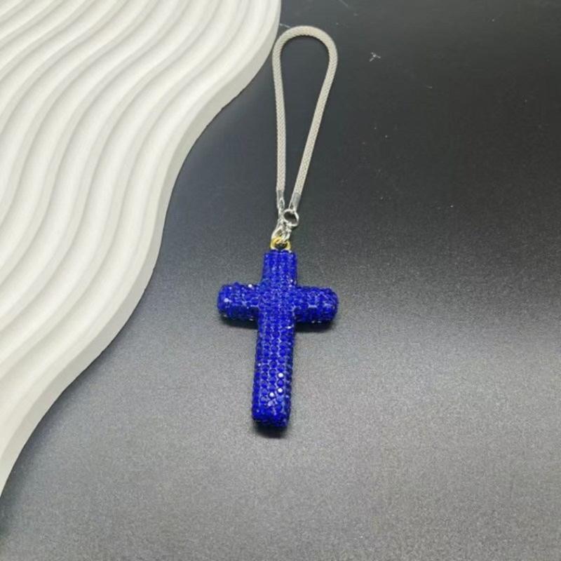 Elegante Crucifijo de Arcilla Colgante con Acento de Cristal para Espejo Retrovisor de Coche Accesorios Colgantes para el Interior del Coche