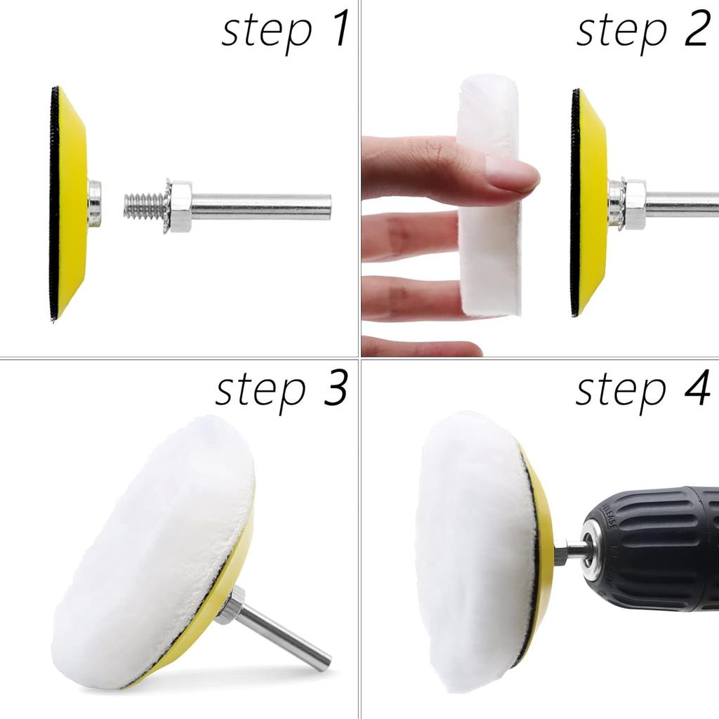VIBRATITE Car Headlight Restoration Kit, 3 Inch Car Polishing Sanding Discs With 1/4 Inch Shank Backing Pad, Scouring Pads, Buffing Sponge Pads, Soft