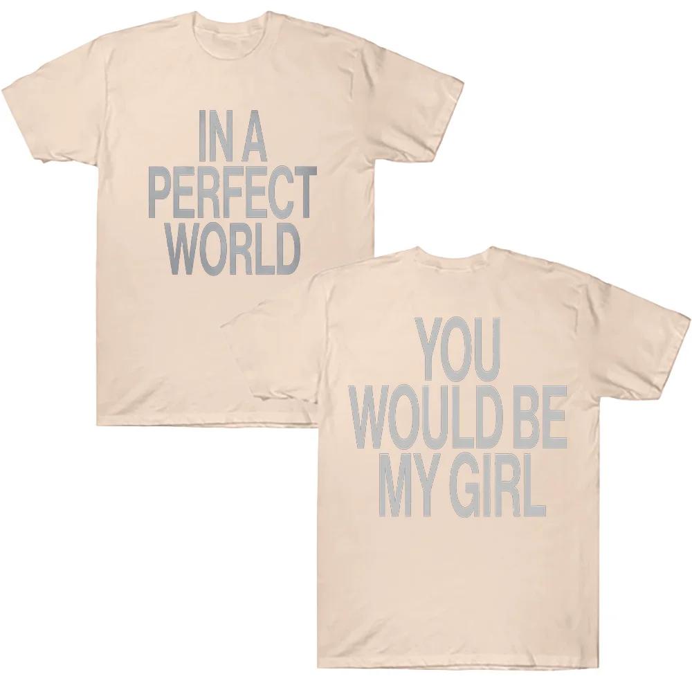 The Kid LAROI Album Merch T-Shirts Perfect World Tee Baumwoll-T-Shirt Unisex-T-Shirt Rundhals Kurzarm Kleidung Ästhetische T-Shirts