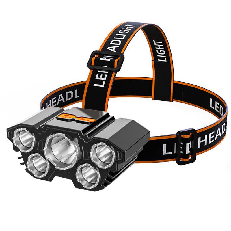 Rechargeable 5LED Waterproof Headlamp: Super Bright, Portable for Outdoor Lighting and Fishing