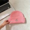 Polyester Knitted Beanie Hat Warm Lining Winter Ear Protection Hat Cat Embroidery Beanie  For Women