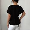 Ladies' Fashionable Casual Short Sleeved Slim Fit Cross Casual Temperament Top