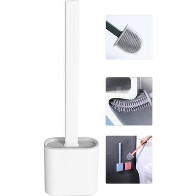 Platte siliconen toiletborstel met houder, set Flexibele siliconen toiletborstel en houder voor badkamer [28]
