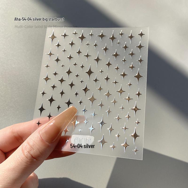 Aha Dreamy Starburst Nail Stickers: Cute Crescent & Star Design In Gold, Silver, Black & White.