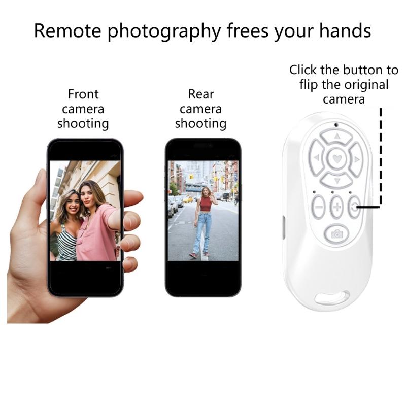 Remote Control For Smartphone Photography Featuring 10M Ranges Slip Matte Buttons Upgraded Chip For Stable Connection And Compacts Design For