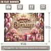 2D flat banner, 1pc romantic rose crown design theme personalized birthday customized poster