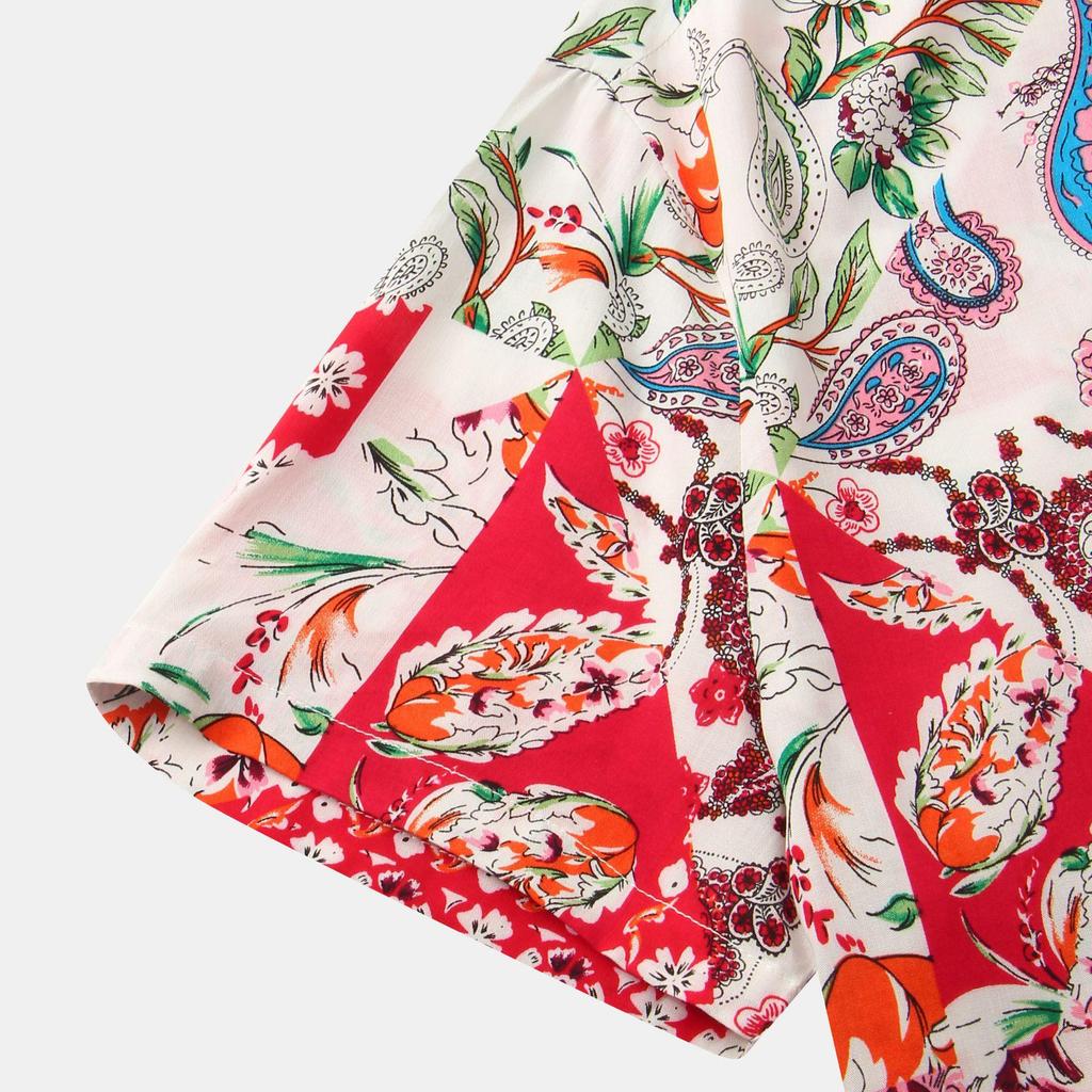 2022 Summer Men's Short Sleeve Floral Shirt - European and American Style