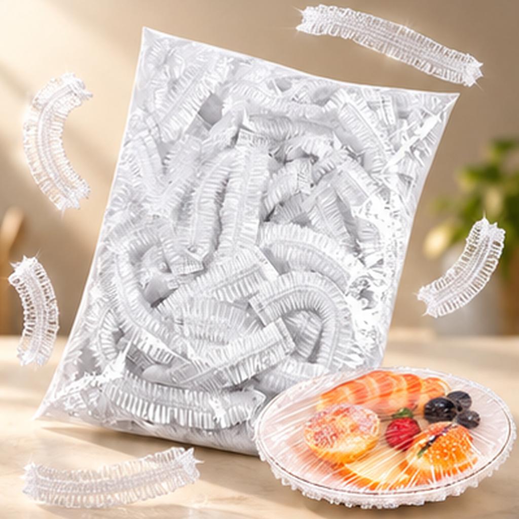 300PCS Elastic Stretch Food Covers - Transparent PE Plastic Lids Reusable Disposable Bowl Plate Container Covers Up to 42cm for Meal Prep Fridge