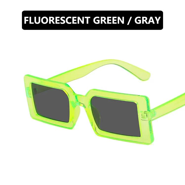 Women Sunscreen Glasses Square Trendy Sunglasses Retro Street Photo Holiday Fluorescent Green Fashion Small Frame Sun Glasses