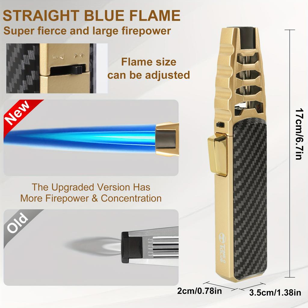 Refillable Butane Torch Lighter with Adjustable Flame Windproof,Lockfire Switch,Ideal for BBQ  Baking,Reaches 2372℉ High Temperature,Portable Design