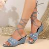 Fashion Shoes for Women 2024 Hot Sale Open Toe Ankle Straps Women's Sandals Summer Rome Cowboy Outdoor Casual Beach Wedge Sandals