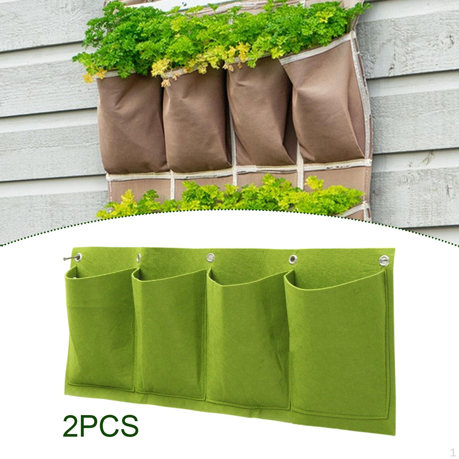 

2 шт. подвесные мешки для выращивания растений, карманы для садовых растений, горизонтальные воздухопроницаемые контейнеры для цветов зелёный
