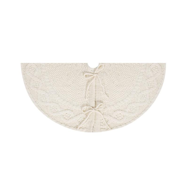 Adjustable Size Christmas Tree Base Rings Handmade White Tree Skirt Elegant Tree Stadn Skirt for Festival Decors
