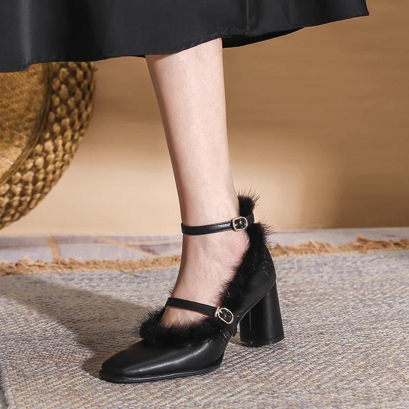 High Heel Mary Jane Shoes With Pu Material For Daily Fashion Women