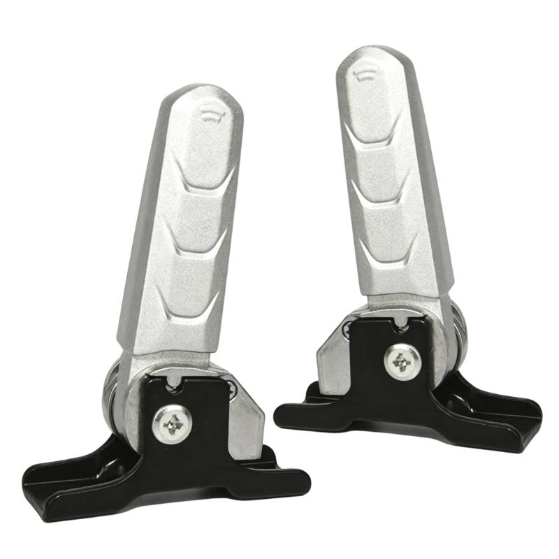 Rear Seat Step Rest for Electric Bikes, Metal Footrest Pair with Grooved Contact Area and Swing-Back Base for Daily Travel Support Use