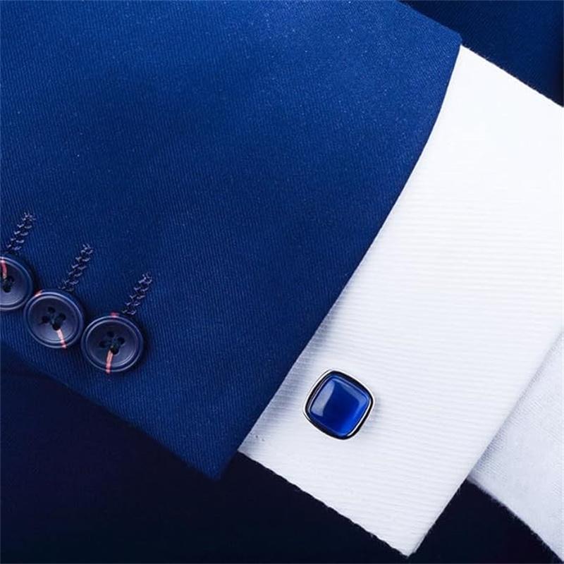 

Квадратные бриллиантовые синие запонки Простые мужские деловые запонки для рубашки и костюма синий