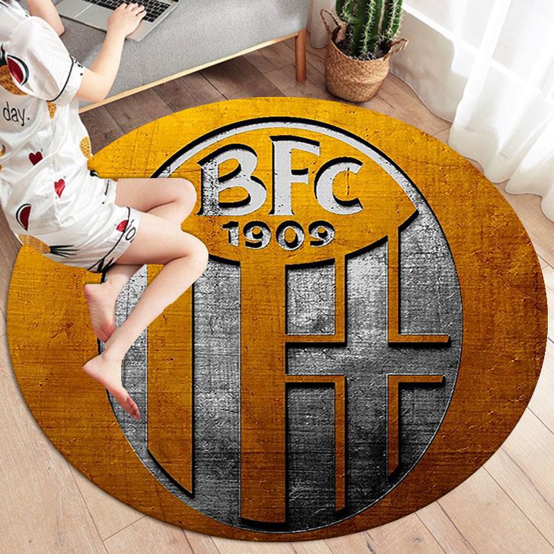 Bologna FC 1909 Round Area Rug,Carpet Rug for Living Room Bedroom Sofa Playroom Decor,Non-slip Floor Mat