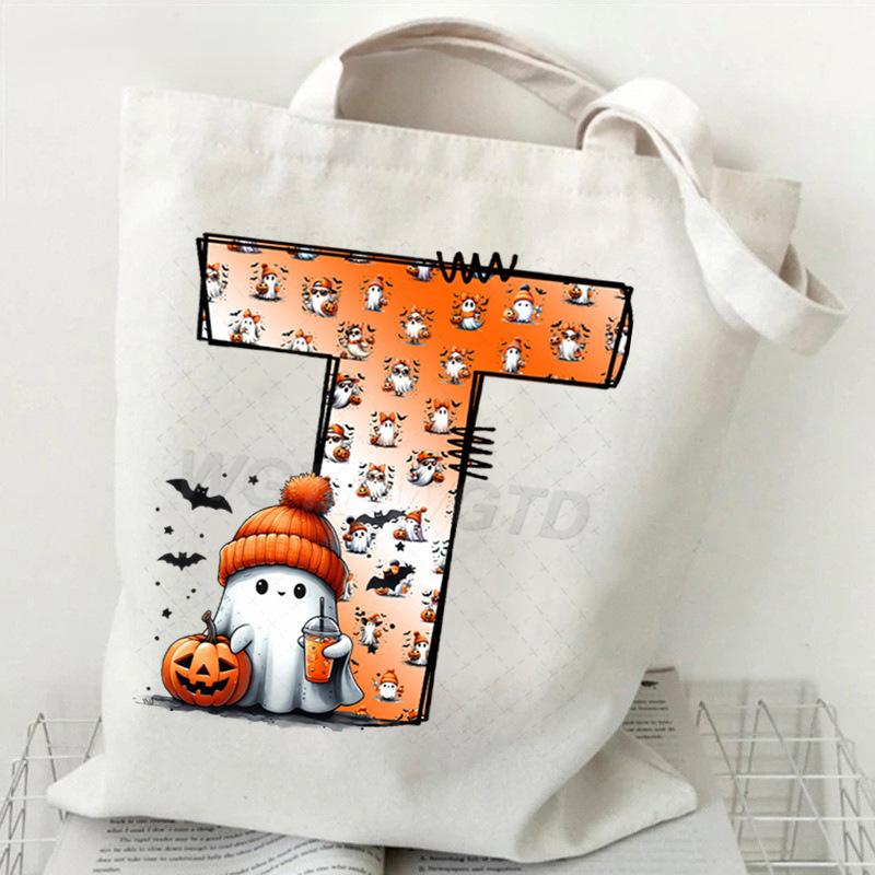 New Halloween 26 Letter Print Fashion Shoulder Bag Multi-function Portable Handbag Casual Versatile