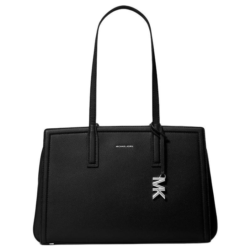 MICHAEL KORS Laila Laila Silver Metal Brand Logo Leather Tote Bag Tote Bag Shopping Bag Hand Shoulder Bag Medium Women's Black