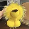 Cute Lion Real Rex Rabbit Fur Keychain Plush Toys Trinkets Women Bag Ornaments Pendant Car Keyring Rearview Mirror Decoration