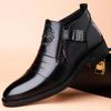 Men's Pointed Toe Dress Shoes Double Side Zippers Business Casual Low Top Boots Comfortable Formal Leather Shoes for Work Office