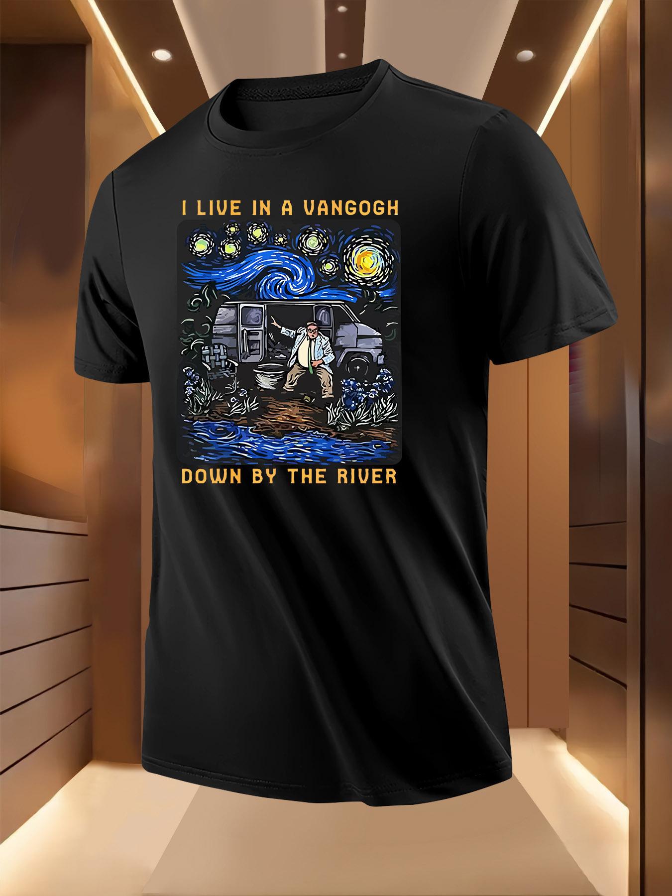 Van Gogh-Inspired Van Print Tshirt - I Live in a Van S