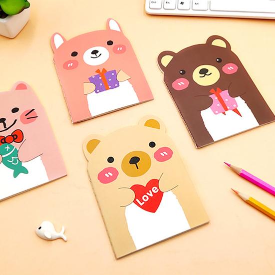 4Pcs Mini Cute 3D Animal Shape Notebooks Daily Thick Writing Paper Notebooks Cartoon Memo Notebook for School Office