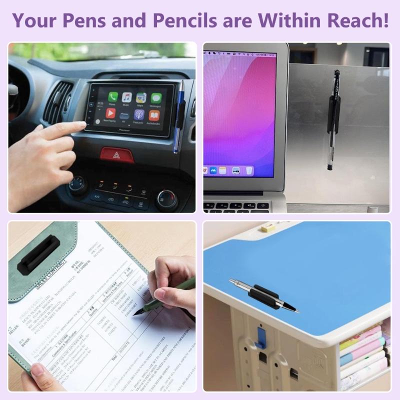 Silicone Pen Clip Holder Wall Mounted Adhesive Pencil Organiser Holder for Home Office Desk Fridge Whiteboard Clipboard