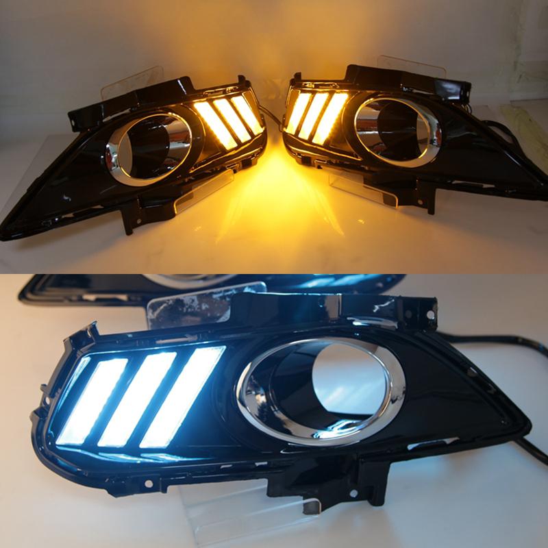 1 Set For Ford Mondeo Fusion 2013 2014 2015 2016 Yellow Turning Signal Relay Waterproof Car DRL Lamp LED Daytime Running Light