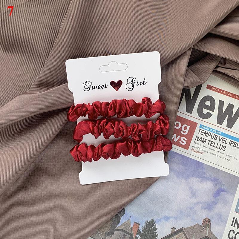 Fashion 3PCS/Set Satin Silky Scrunchies Hair Rope Luxury Solid Color Elastic Hair Bands Women Hair Accessories Headwear