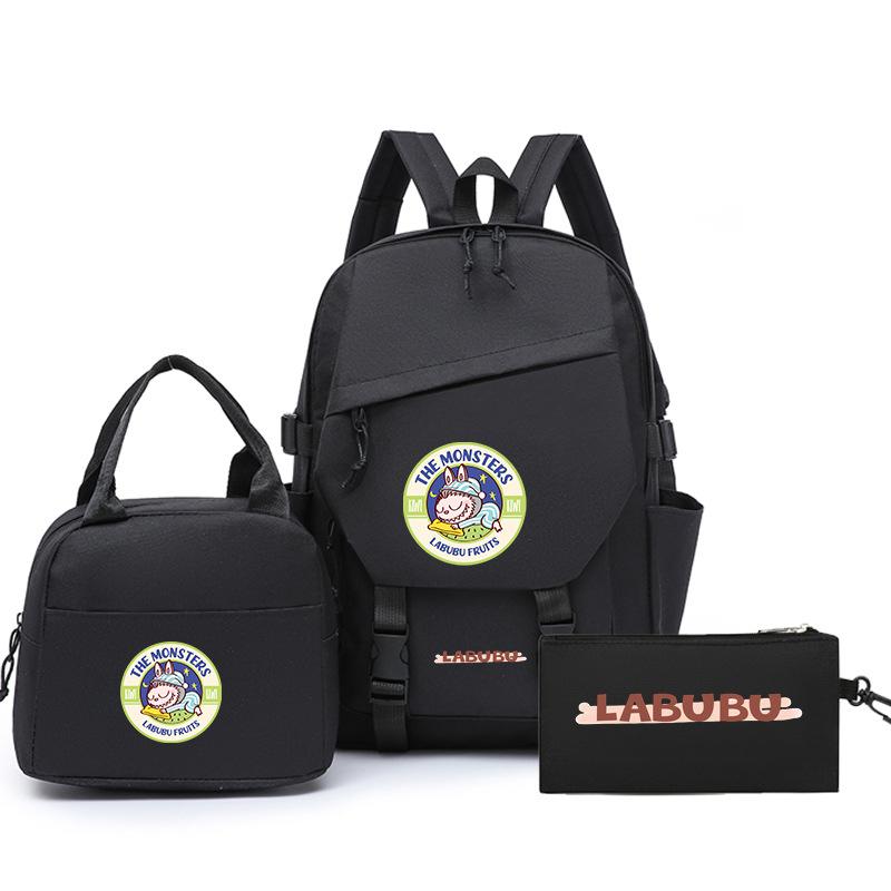 School Bag New Printing Three-piece Set School Bag Cartoon Rabbit Student Backpack Satchel Boys and Girls