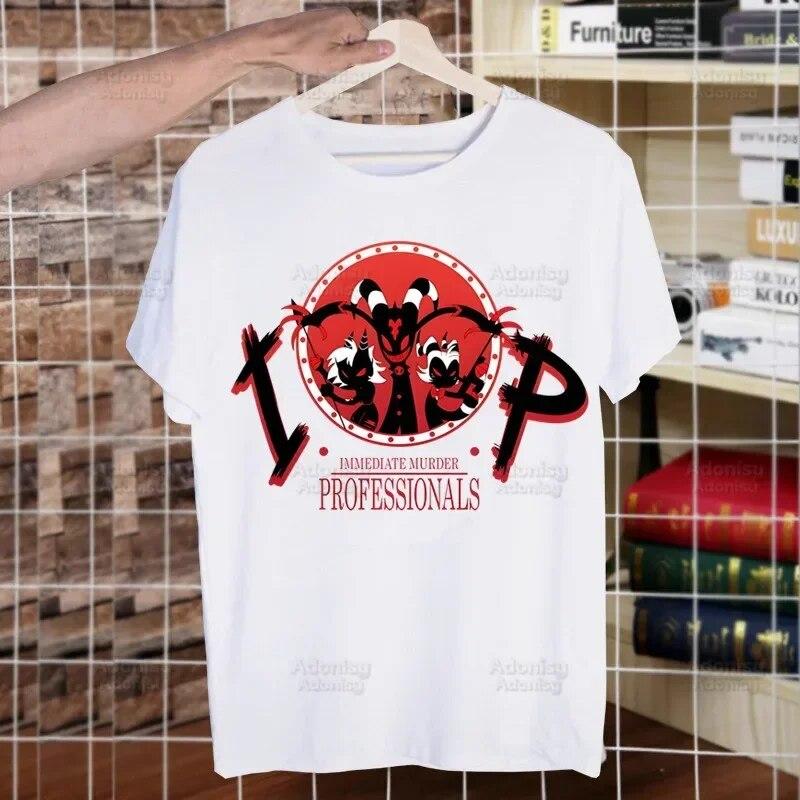 Helluva Boss Printed T Shirt Unisex Retro Washed Tops Tees Harajuku Tshirt Streetwear Hip Hop Unisex T-shirts