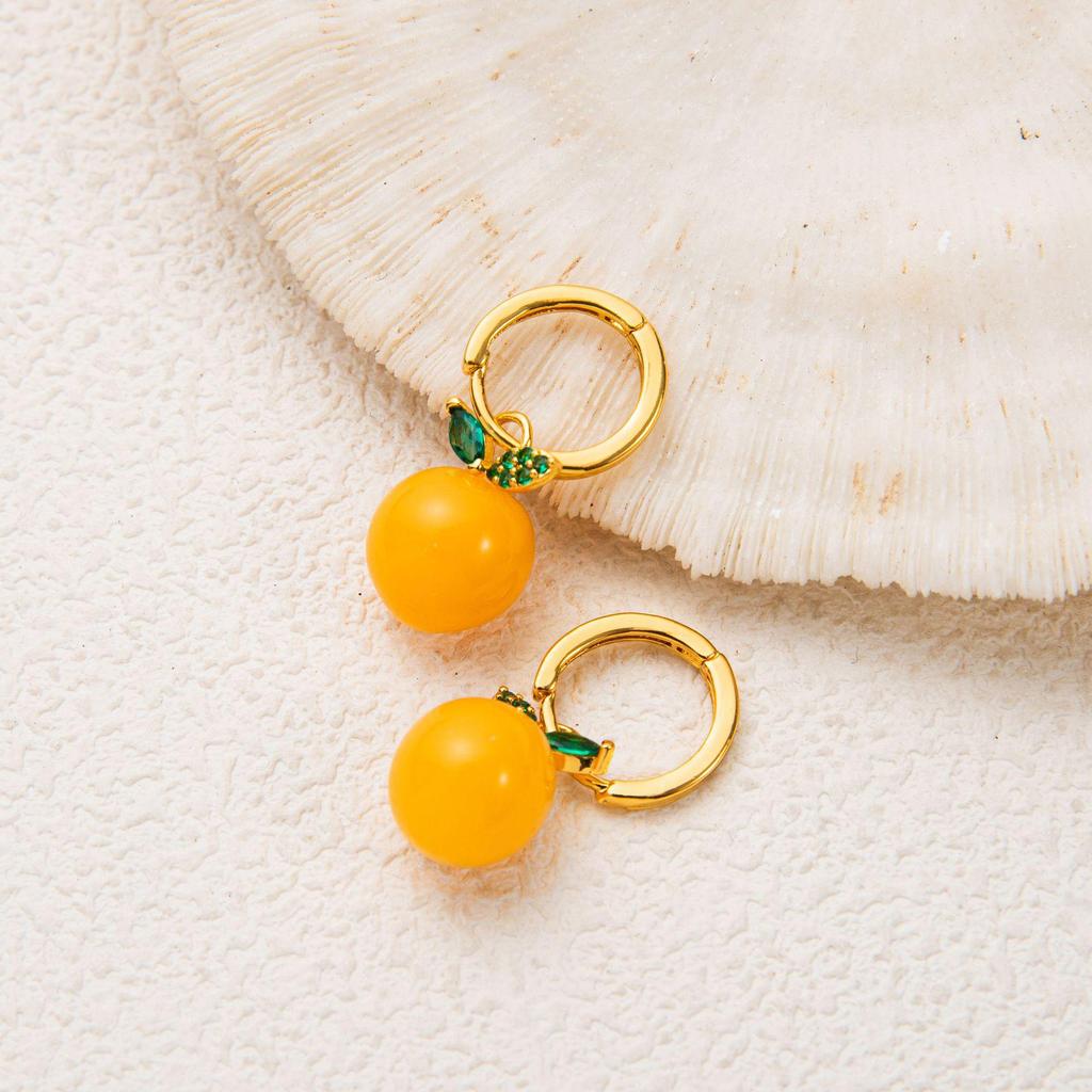 18K Gold-Plated Fruit & Vegetable Earrings: European & American INS-Inspired Fresh Design