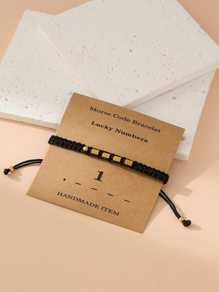 Handwoven Morse Code Number Flat Knot Bracelet Unisex Fashion Accessory