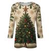 Women's Fashion Casual Round Neck Three-quarter Sleeve Christmas Print T-shirt Top