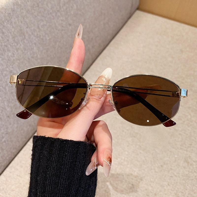 New high-end old money style sunglasses retro UV-proof metal sunglasses tide