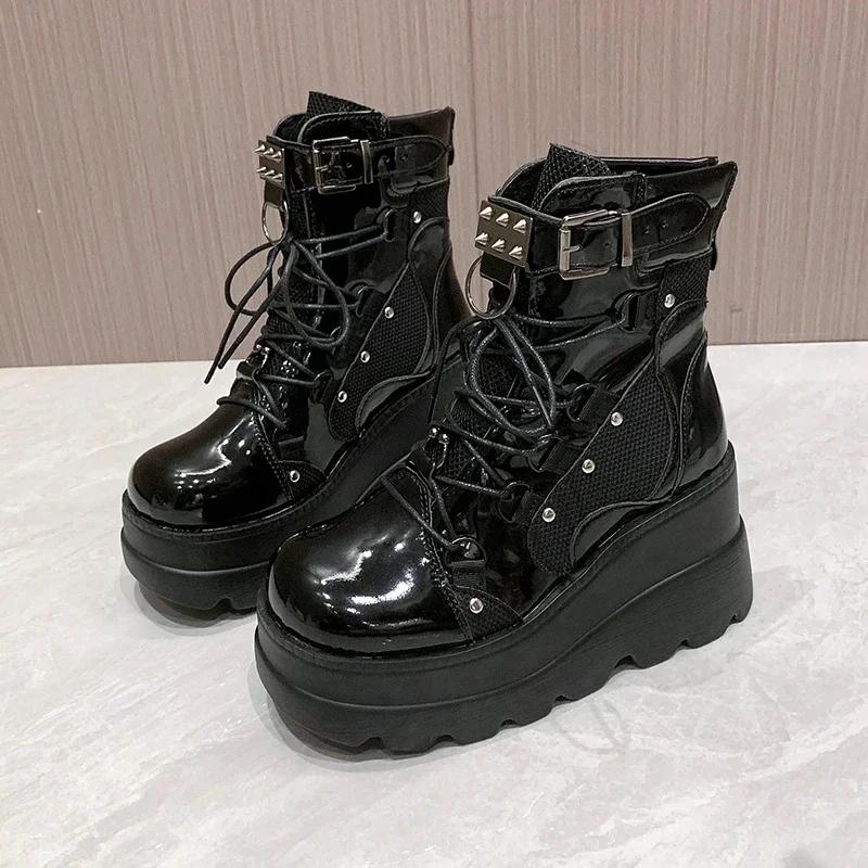 Fashion Women's Boots 2024 Autumn Women Ankle Boots Platform Wedges High Heels Short Boots New Fashion Design Zip Cosplay Shoes of Women