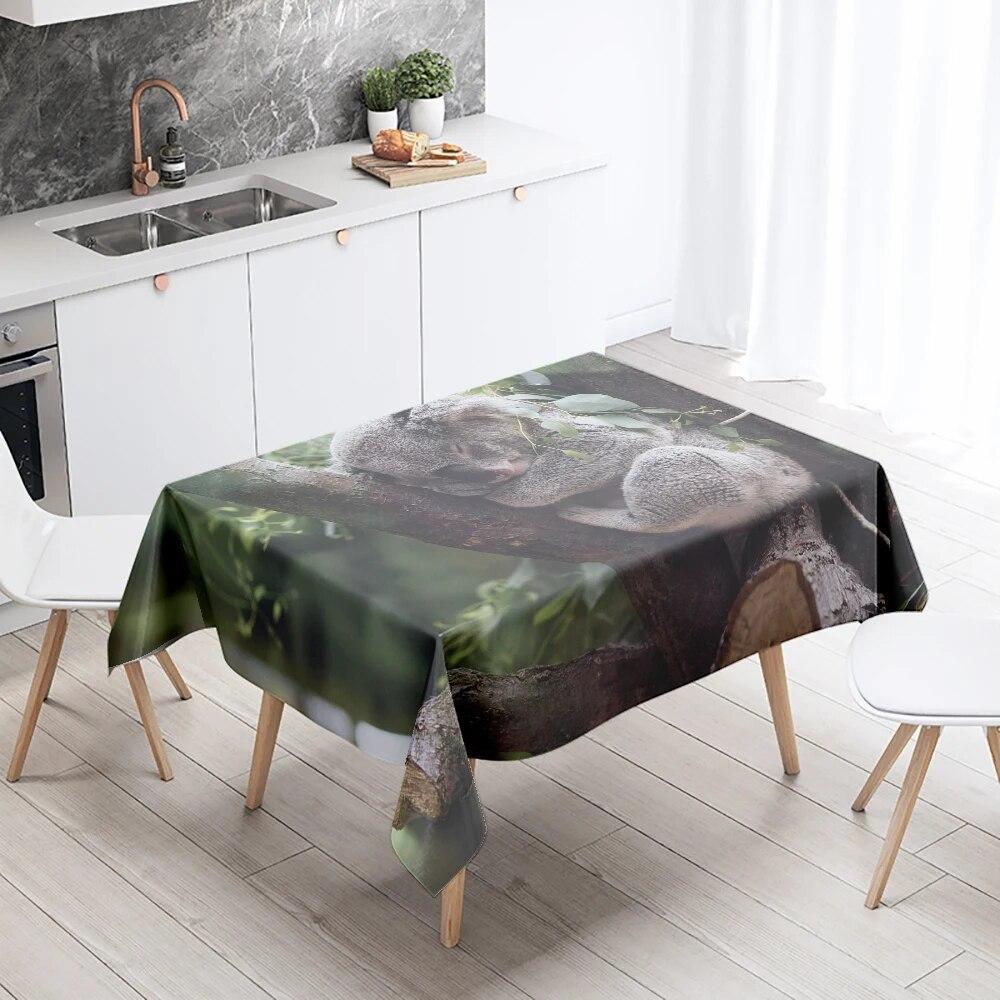 Koala Tablecloth Cute Animal  Anti-Stain Waterproof Rectangular Kitchen Table Home Decoration
