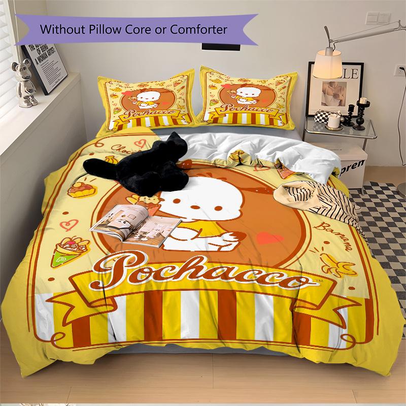 3pcs Pochacco's Sweet Adventure Bedding Set Includes Quilt Cover and Pillowcases, Suitable for All Seasons, Machine Washable Ideal Gift S077